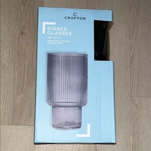 Crofton Ribbed Glasses Set Of 4 - Black